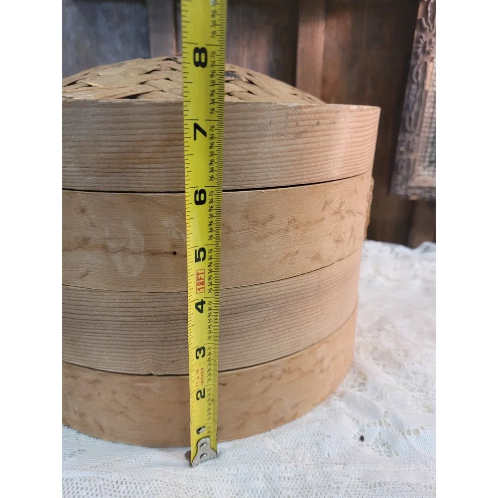 Three Tier Woven Bamboo  Steamer Bread Basket